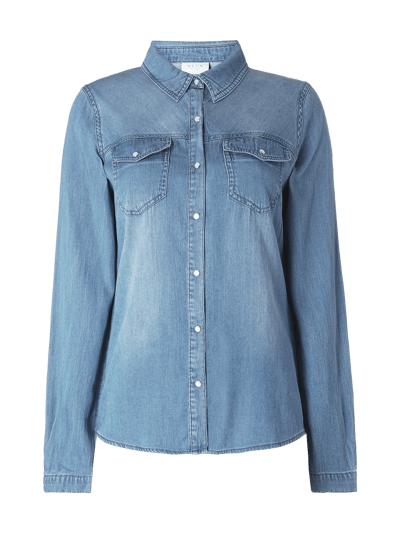 Vila Jeansblouse met drukknoopsluiting  Jeansblauw - 2