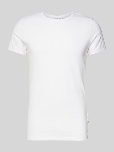 Casual Friday T-Shirt mit geripptem Rundhalsausschnitt Weiss 2