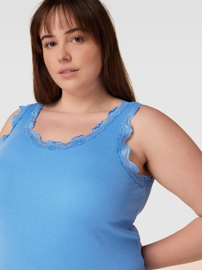 Fransa Plus Top PLUS SIZE z obszyciem koronką model ‘Zamond’ Królewski niebieski 3