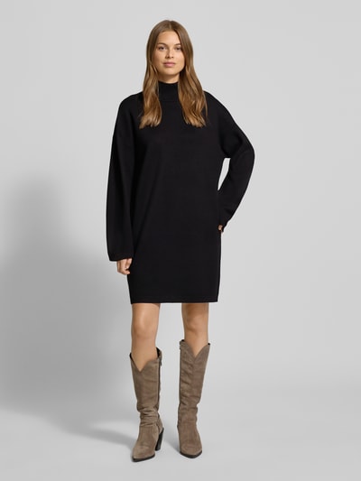 Jake*s Collection Strickkleid aus Viskose-Mix mit Stehkragen Black 1