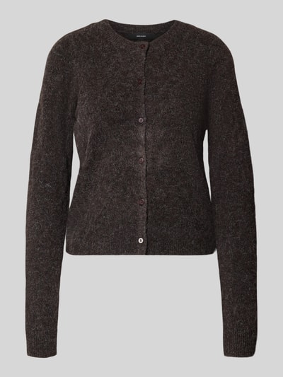 Produktfoto, donkerbruin gebreid jack met regular fit en eenrijige knoopsluiting, model 'DOFFY' van VERO MODA, Dames
