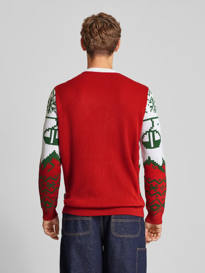 Only & Sons Strickpullover mit Motiv- und Statement-Stitching Modell 'XMAS' Weiss 5