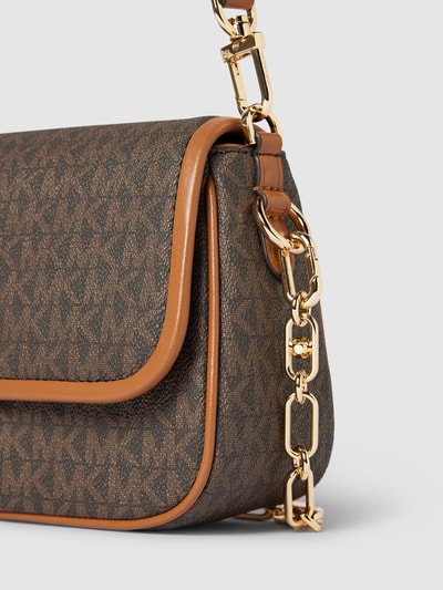 MICHAEL Michael Kors Handtas met all-over labelprint, model 'PARKER' Middenbruin - 3