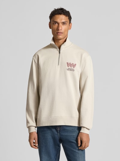 Wood Wood Sweatshirt met opstaande kraag en ritssluiting, model 'Jack' Beige - 4