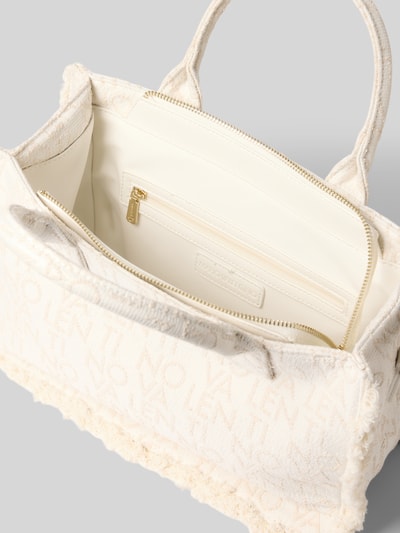 Produktfoto, Tote Bag mit Baumwoll-Anteil Modell 'SHYLA' von VALENTINO BAGS in Creme mit Kunstfellbesatz, Hauptfach mit Reißverschluss, Innenfach, Material-Mix, 32 cm Breite, 22 cm Länge, 16 cm Tiefe, abnehmbarer Schulterriemen, kurze Tragehenkel.