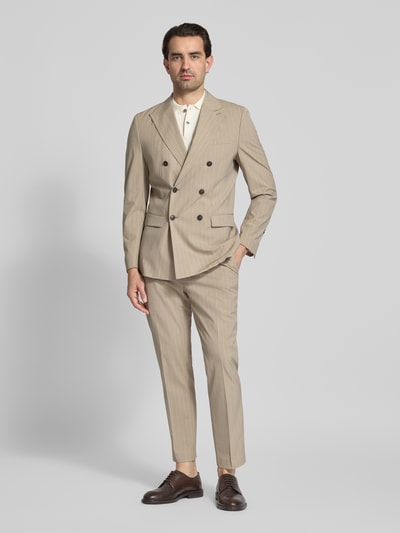 Selected Homme Spodnie garniturowe o kroju slim fit w prążki Model 'SLIM-LIAM' Piaskowy 1