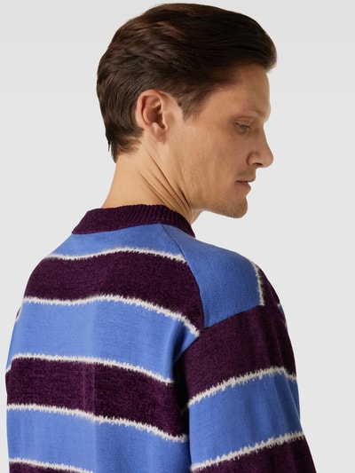 BOSS Orange Pullover met streepmotief, model 'Alpert' Bordeaux - 3