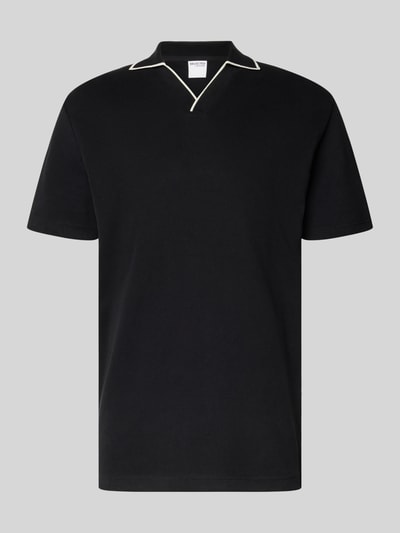 SELECTED HOMME Slim fit poloshirt met V-hals, model 'SANGEV' Zwart - 2