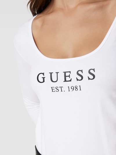 Guess Longsleeve mit U-Ausschnitt Modell 'CARRIE' Weiss 3