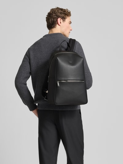 BOSS Rugzak van echt runderleer, model 'DAXTER' Zwart - 1