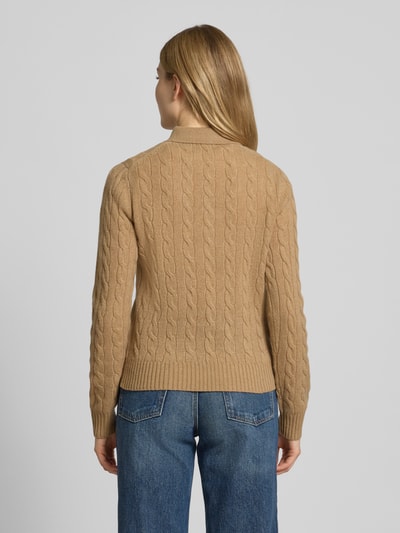 Polo Ralph Lauren Bluzka z długim rękawem o kroju slim fit z mieszanki wełny z domieszką kaszmiru Camel 5