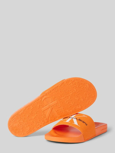 Calvin Klein Jeans Slippers met labelprint, model 'MONOGRAM' Oranje - 4