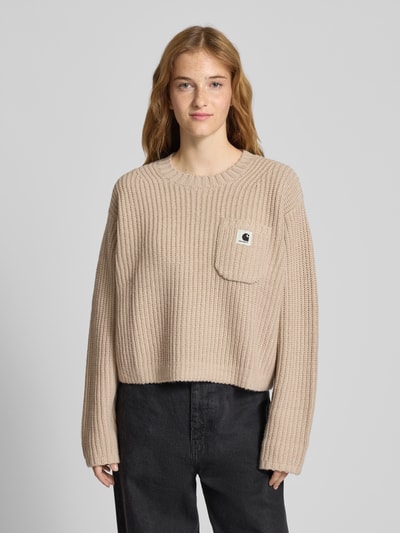 Carhartt Work In Progress Sweter krótki z dzianiny z kieszenią na piersi Beżowy 4