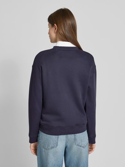 Gant Sweatshirt met ronde hals en labelstitching Marineblauw - 5