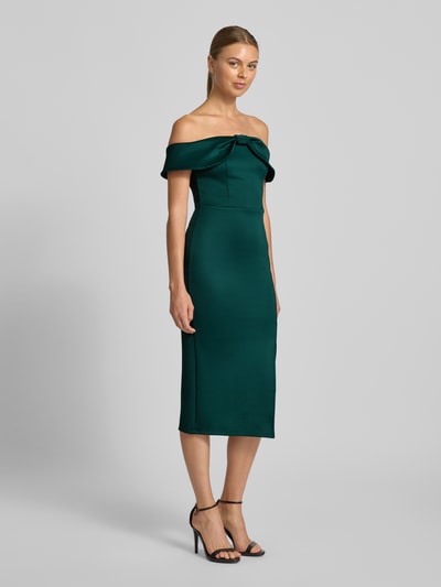 Lipsy Off-Shoulder-Kleid mit Gehschlitz Dunkelgruen 1