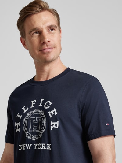 Tommy Hilfiger T-shirt met labelprint Marineblauw - 3