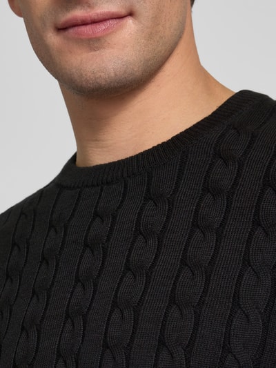 Christian Berg Men Strickpullover mit Rundhalsausschnitt Black 3