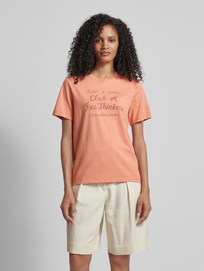 Scotch & Soda T-Shirt mit Statement- und Label-Print Lachs 4