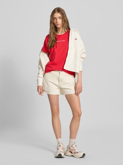 Colourful Rebel T-Shirt mit Label-Print Rot 1