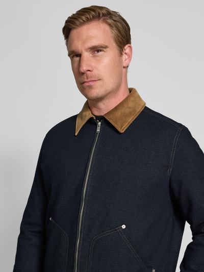 Drykorn Jeansjack met platte kraag en ritssluiting, model 'RIKALO' Marineblauw - 3