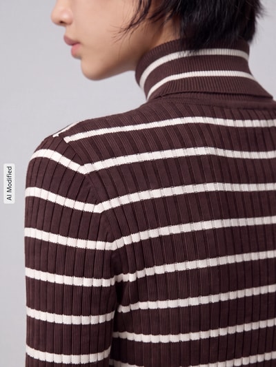 ONLY sweter z golfem w kroju slim fit z mieszanka wiskozy model 'KAROL' Czekoladowy 3