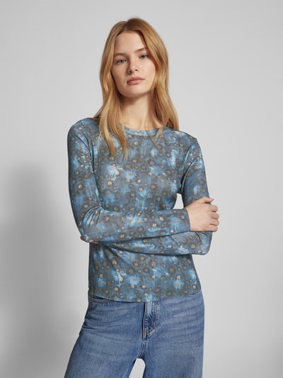 Jake*s Casual Shirt met lange mouwen en all-over bloemenprint Donkergrijs - 4