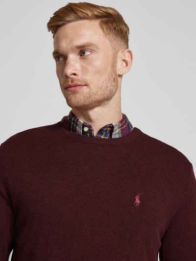 Polo Ralph Lauren Strickpullover aus Lanawolle mit Rundhalsausschnitt Bordeaux 3