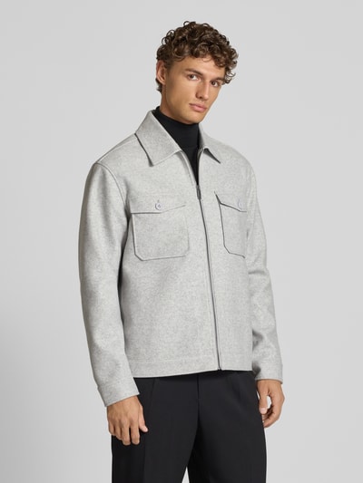 MCNEAL Regular fit overhemdjack met kentkraag Donkergrijs gemêleerd - 4