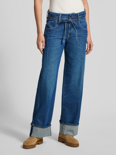 Gang Jeansy o luźnym kroju z wiązanym paskiem model ‘CLAIRE’ Ciemnoniebieski 4