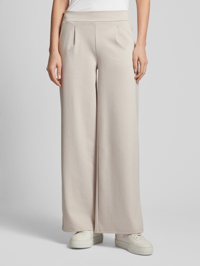 ICHI Wide leg stoffen broek met bandplooien, model 'KATE' Beige - 4