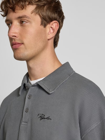 Pegador Shirt met lange mouwen, polokraag en logostitching Antraciet - 3