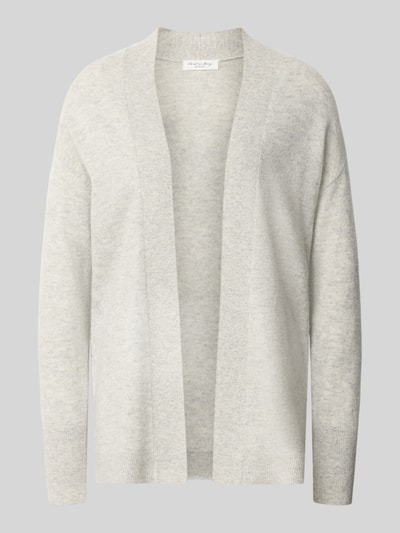 Produktfoto, Strickjacke in offener Passform von Christian Berg Woman aus reiner Baumwolle, hellgrau, Regular Fit, gerippte Abschlüsse.