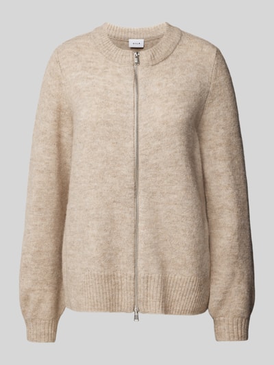 Vila Strickjacke mit Zweiwege-Reißverschluss Modell 'VIZICHY' Beige 2