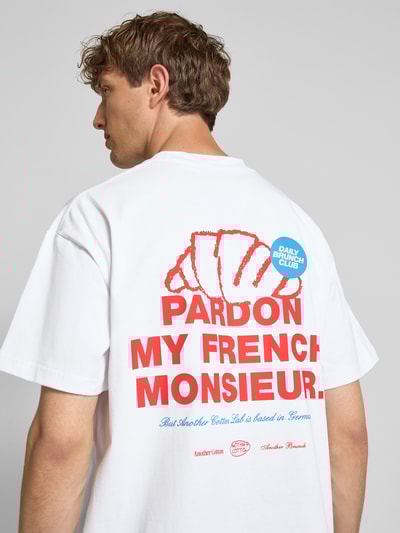 ANOTHER COTTON LAB Oversized T-Shirt mit Statement- und Label-Print Weiss 3