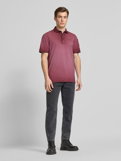 PME Legend Slim fit poloshirt met labelstitching Koraal - 1