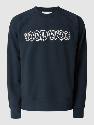 Wood Wood Bluza z nadrukiem z logo  Granatowy 2