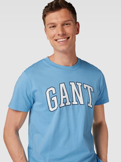 Gant T-Shirt mit Label-Print Hellblau 3