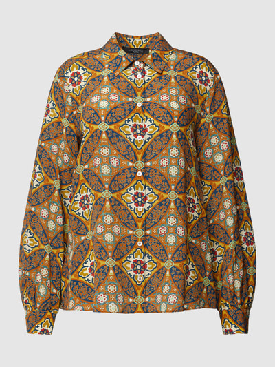 Weekend Max Mara Overhemdblouse van zijde met all-over motief, model 'ORONTE' Mosterdgeel - 2