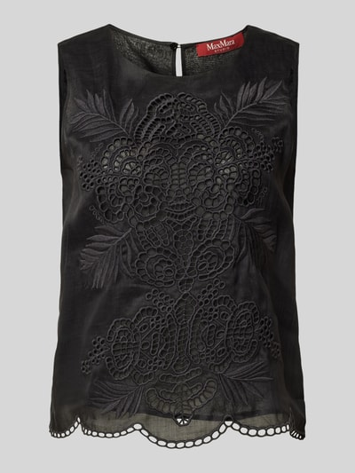 Max Mara Studio Tanktop met siergarnering, model 'EFESO' Zwart - 1