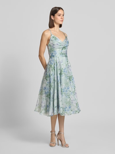LUXUAR FASHION Cocktailkleid mit Wasserfall-Ausschnitt Hellgruen 1