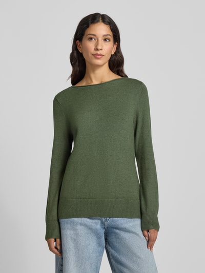 Christian Berg Woman Sweter z dzianiny z dekoltem w łódkę Oliwkowy melanż 4