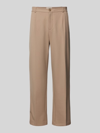 Casual Friday Tapered Fit Stoffhose mit Bundfalten Beige 2