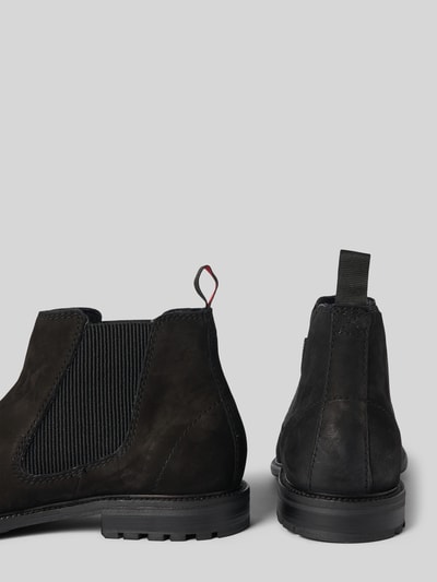 bugatti Chelsea boots van leer met labeldetail, model 'Bonifacio' Zwart - 2