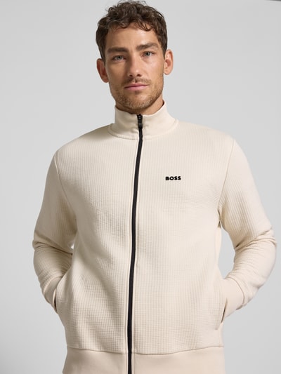BOSS Green Regular Fit Sweatjacke mit Baumwoll-Anteil Modell 'SW_LEAGUE SKAZ' Beige 3
