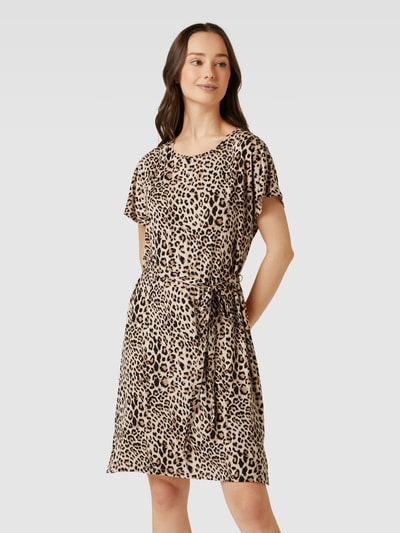 Christian Berg Woman Knielanges Kleid mit Animal-Print Sand 4