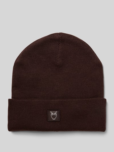 Knowledge Cotton Apparel Mütze aus reiner Wolle Modell 'Merino' Dunkelbraun 1