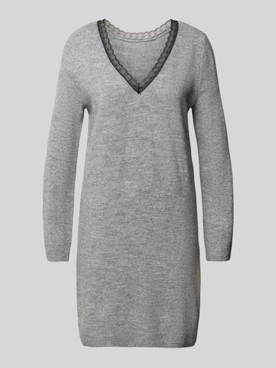 Only Getailleerde gebreide jurk met V-hals, model 'TAMMY' Lichtgrijs gemêleerd - 2