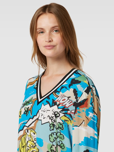 Marc Cain Blouse met all-over motiefprint Petrol - 3