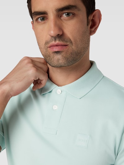 BOSS Orange Poloshirt met labelpatch, model 'Passenger' Turquoise - 3