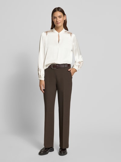 Marc Cain Blouse van viscosemix met druppelvormige hals en stitchings Offwhite - 1